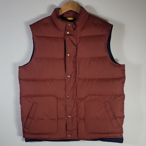 Lands End Men Down Feather Puffer Vest Size L Snap Button Pocket Outdoor Quilted - Picture 1 of 11
